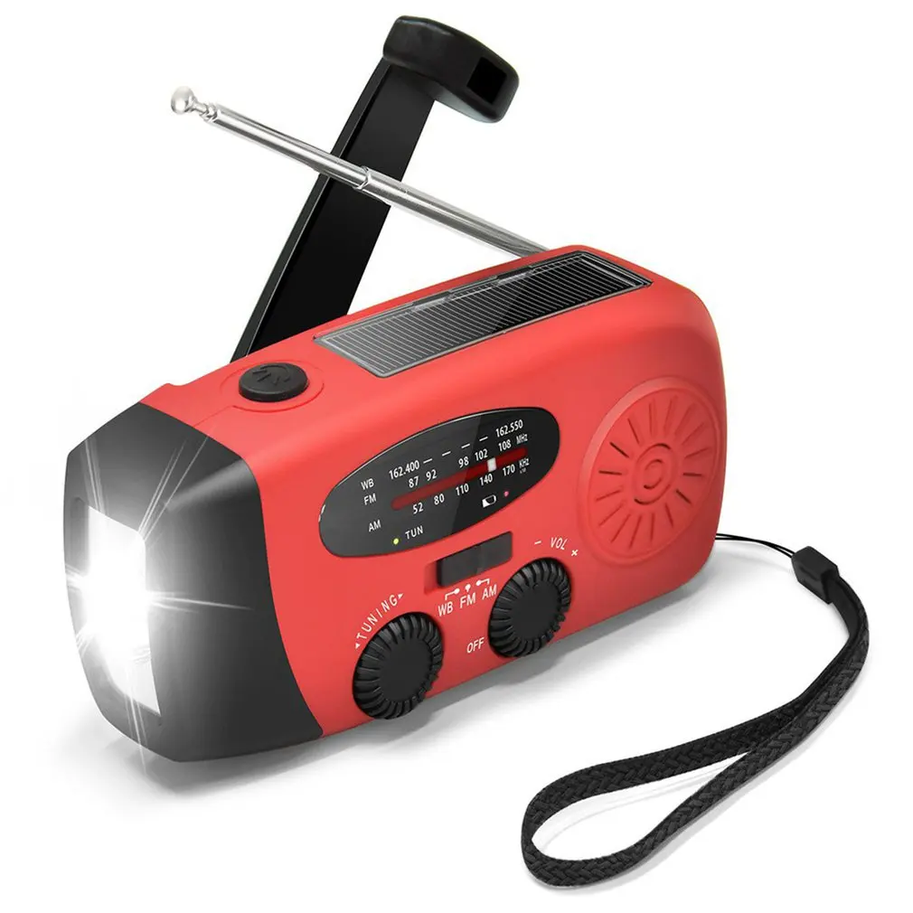 

Multifunctional Solar Hand Crank Radio FM AM WB NOAA Weather Radio 2000mAh USB Charging Emergency LED Flashlight Power Ban