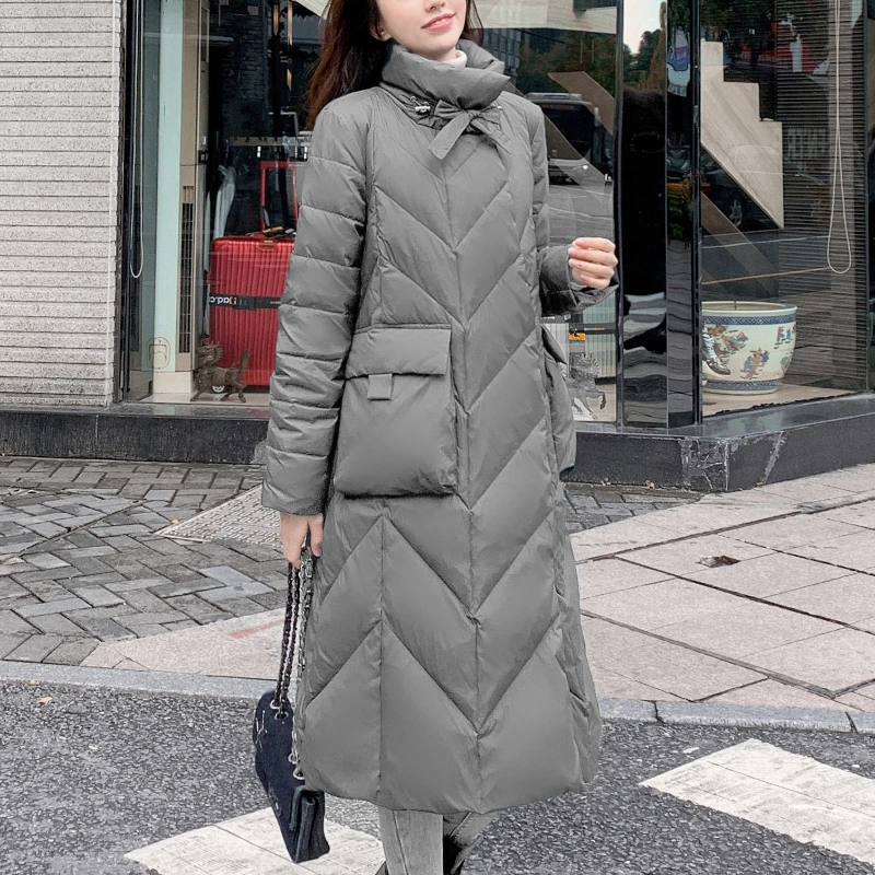 Winter Coat Female Puffer Jacket Women Stand-up Collar Windproof Thickened Outerwears Korean Trendy High Street Long Coats Down