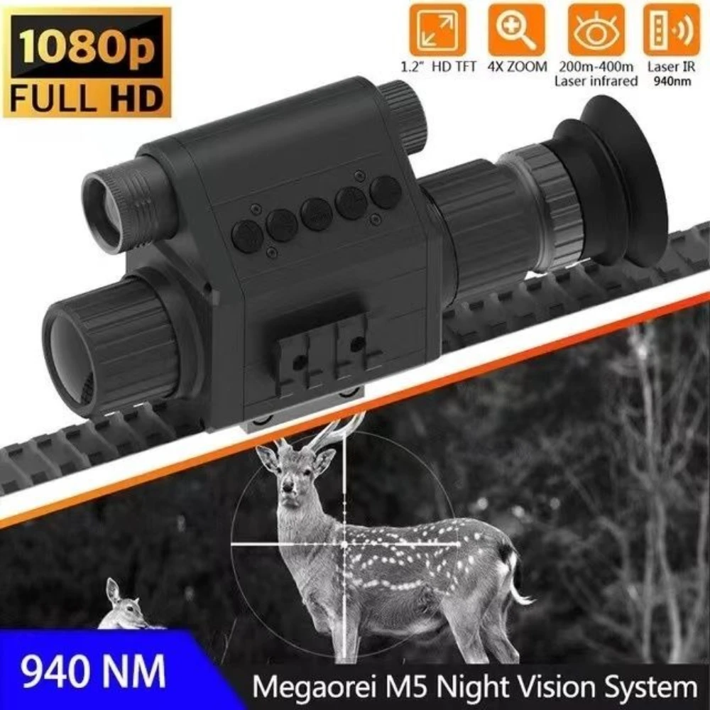 

2026 new outdoor hunting night vision rifle sight AI Zoom 5X 1080P ultra clear built-in crosshair visibility 200-400 meters
