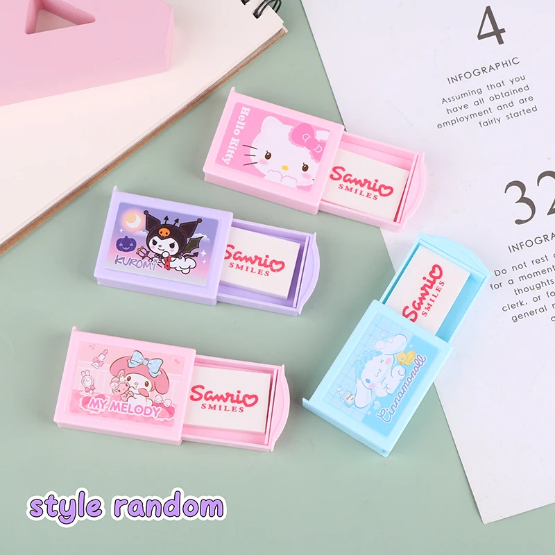 Sanrio Hello Kitty Kuromi My Melody Cinnamoroll Cute Stationery Eraser Student Children Cartoon Small Box School Supplies Gift