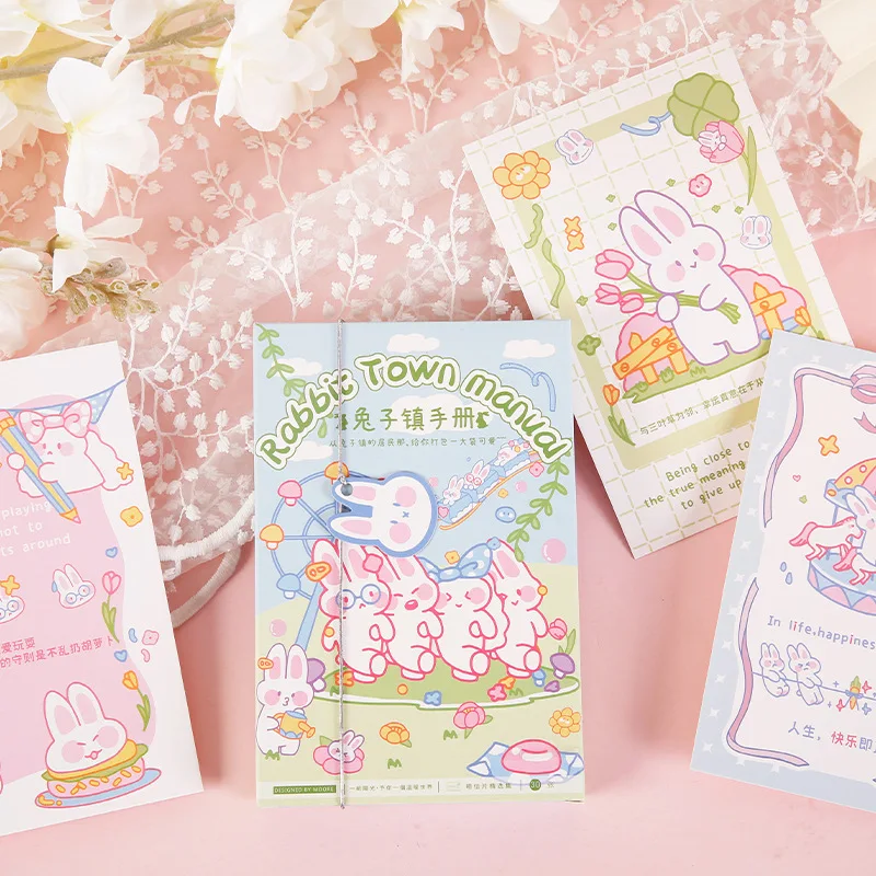 30 Sheets/Set Rabbit Town Manual Series Postcard Cute Cartoon Bunny Greeting Message Cards Birthday Gift Card