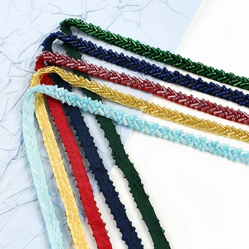 90cm Handmade Mesh Beads Lace Wedding Dress Accessories Barcode Costume Decoration Pearl Lace Webbing DIY Auxiliary Materials