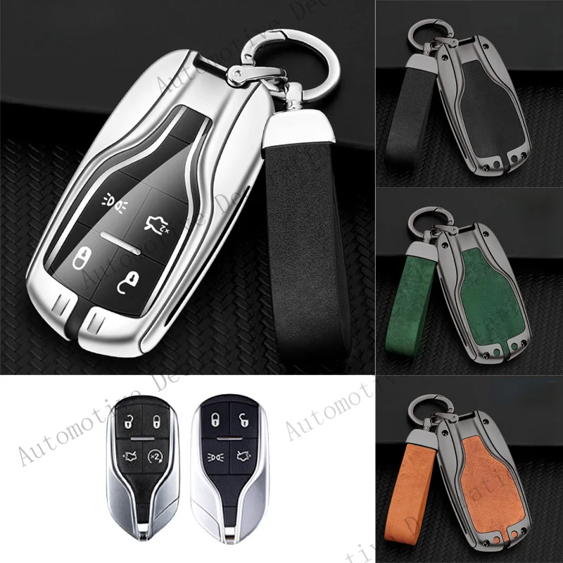 Z+ Zinc Alloy TPU Leather Car Key Fob Case Cover For Maserati Levante Quattroporte