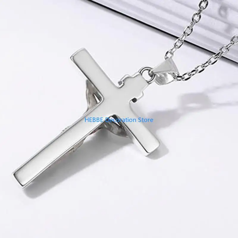 B0KC Modern Prayer Crosses Necklace Christian Neck Chain Jewelry for Everyday Use