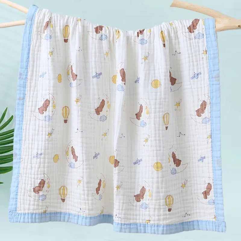 100% Cotton Newborn Baby Blanke Bath Towel Wrap Cotton Baby Muslin Swaddle Blanket Cute Soft Printed Baby Wrap Carpet