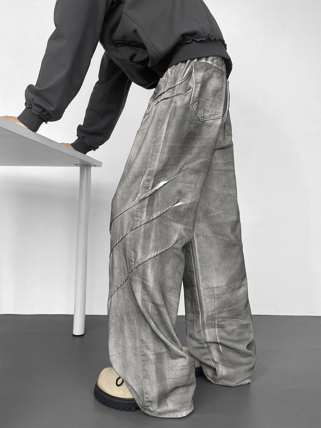 

Мужская осенне-зимняя рабочая одежда American High Street Sle, широкие брюки прямого кроя, повседневные модные брендовые брюки...