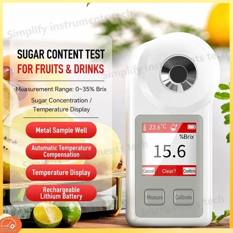 Handheld Digital Refractometer for Fruit Sugar Content Measurement 0-55 Brix Sweetness Meter for Juice Wine Honey Beverage