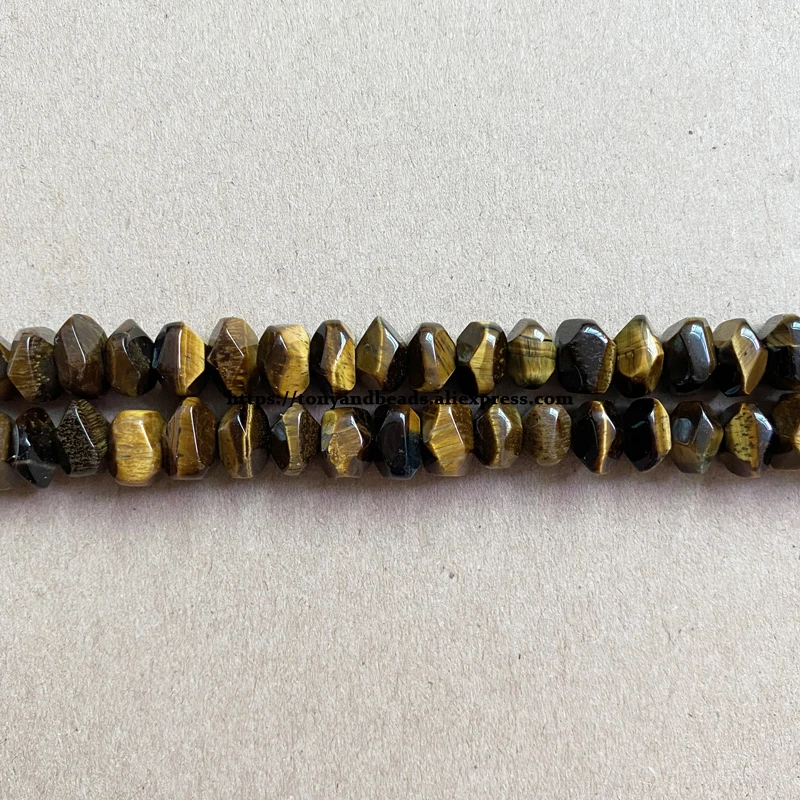 Semi-precious Stone Irregular Faceted Rondelle Tiger Eye 7