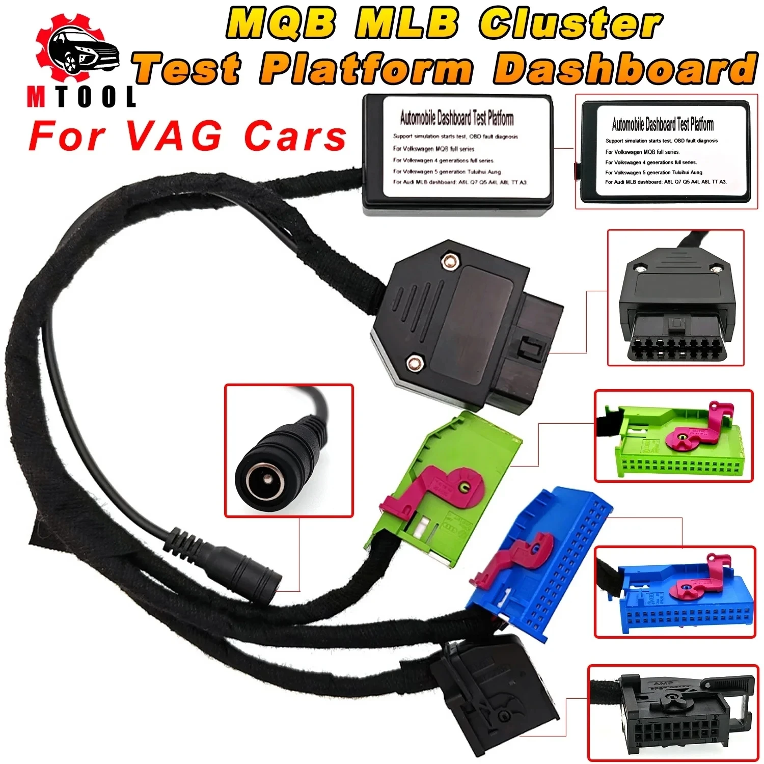 Car MQB MLB Cluster Test Platform Dashboard Cable Kit for VW 4 5 generation for Audi A6 A8 A4 Q5 Q7 MLB Car Power On Instrument