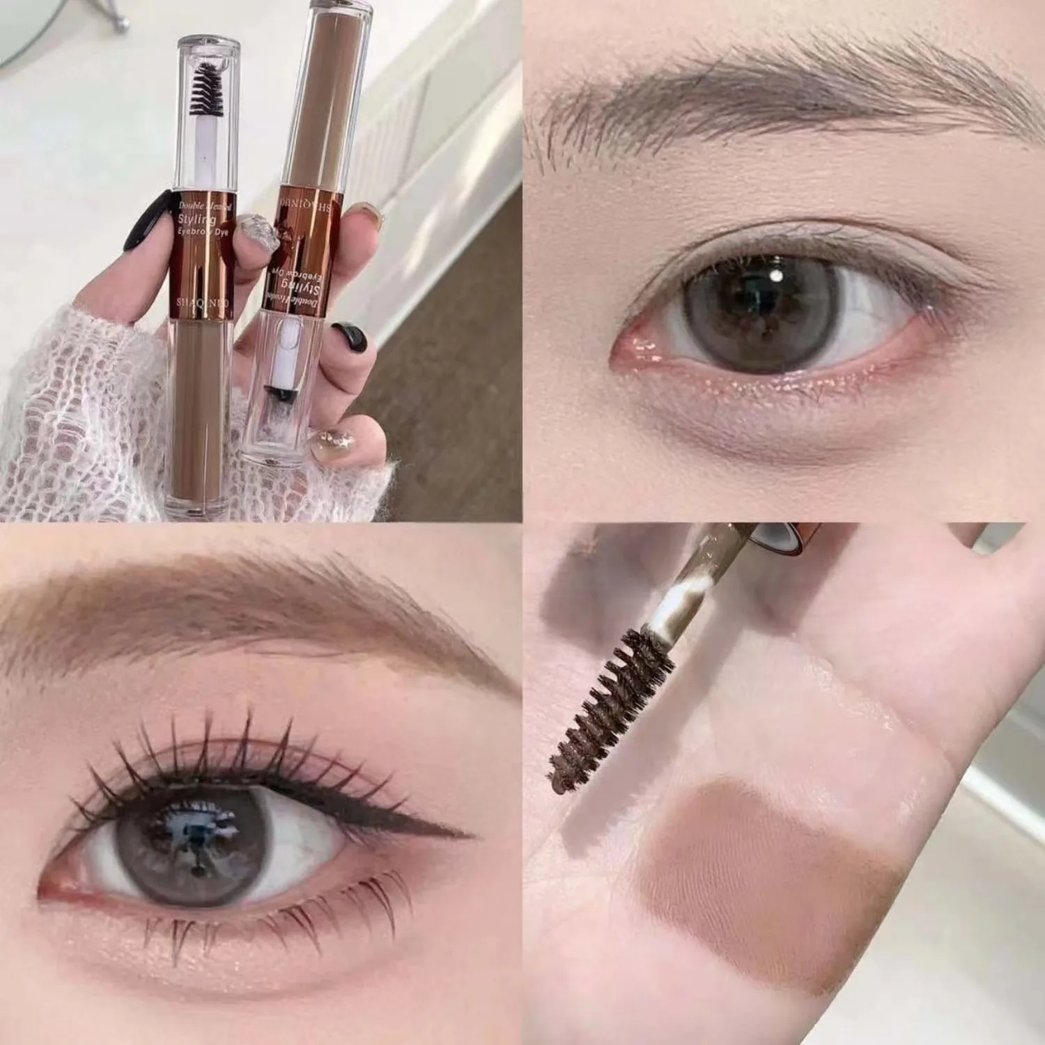 Dual Ended Tinted Brow Gel Layerable Smudge Proof Natural Fluffy Look Long Wear Pigmented Affordable Lightweight for Daily Use