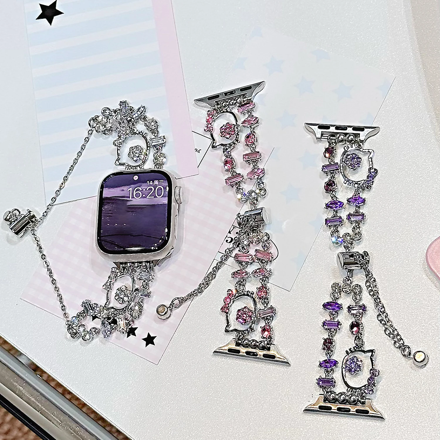 

Bulingbuling crystal diamond strap for Apple Watch 46 42 45 44 41 40 38, girls bracelet strap for iWatch S10 9 8 7 6 5 4 3