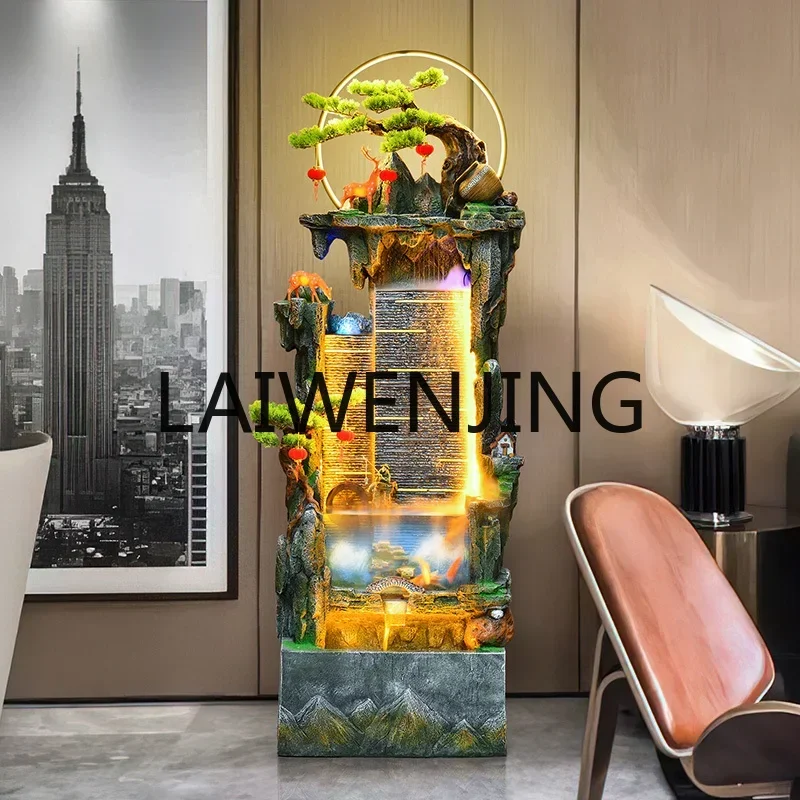 Lucky Chinese Style Flowing Water Ornaments Loop Rockery Fish Tank Fengshui Wheel Office Entrance Decoration