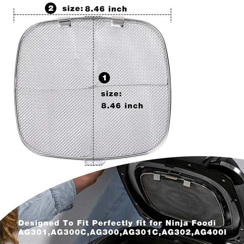 A83G-2X Splatter Shield For Ninja Foodi AG301 5-In-1 Indoor Grill, Stainless Steel AG300 AG300C AG301C AG302 AG400