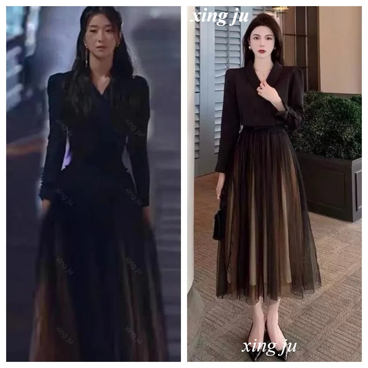 

Kpop Korean Women Singer Jazz Dance Costume Party Temperament Outfits Black Short Jackets Mesh Patchwork Skirts Stage Rave Wear
