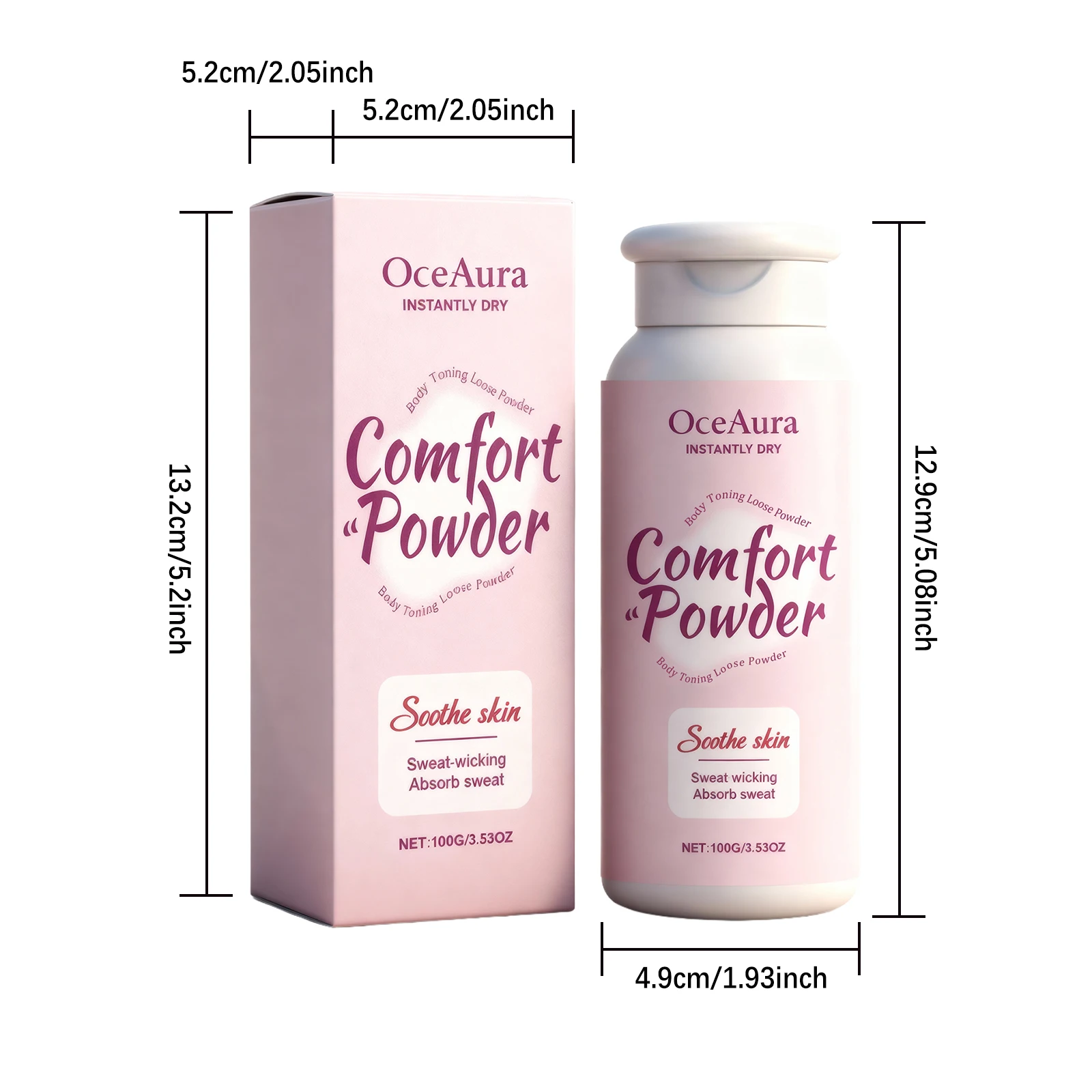 OceAura Comfort Powder Sweat Absorbing Long Lasting Skin Freshness Antisticking Formula Multi Scene Use Soothing Body Powder - view 4