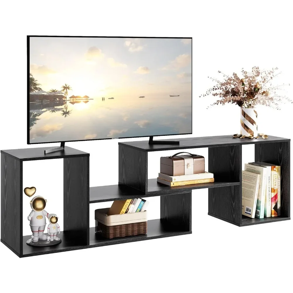 Support TV à écran plat avec étagères de rangement, bibliothèque de console multimédia