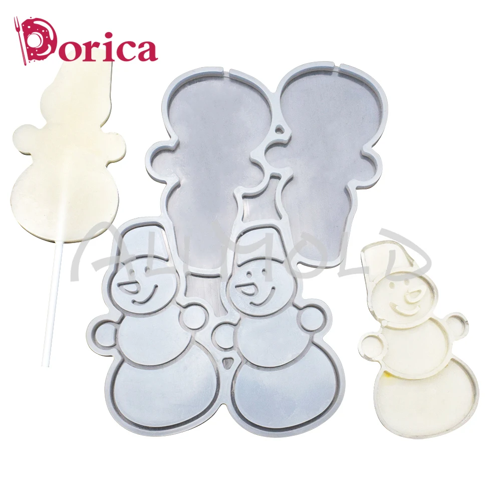 Dorica Snowman Design Lollipop Epoxy Mold Chocolate Silicone Mould Kitchen Fondant Cake Decorating Tools Baking Supplies