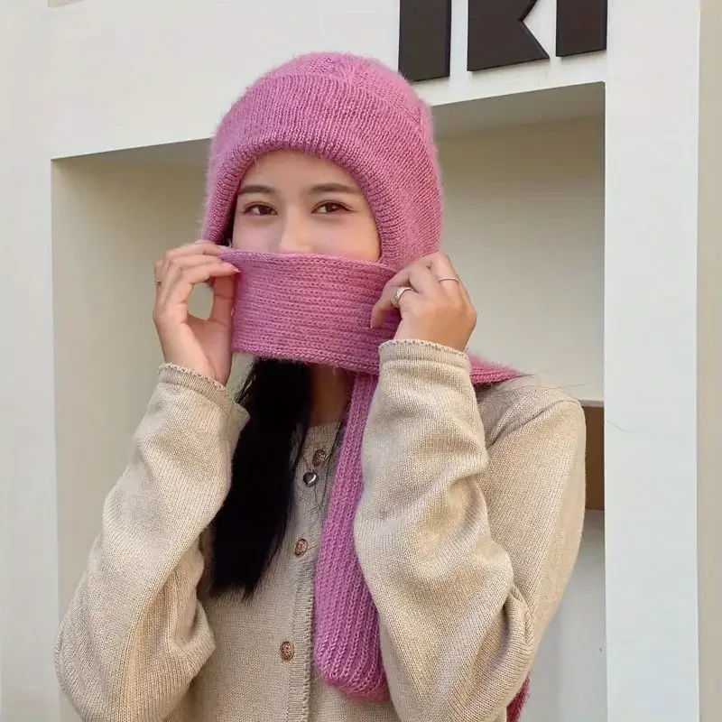 الشتاء وشاح قبعة الكل في واحد سميكة يندبروف قبعة الثلوج السنجاب المخملية الصوف الدافئة مع الوجه وشاح الأمومة متعدد الوظائف #5