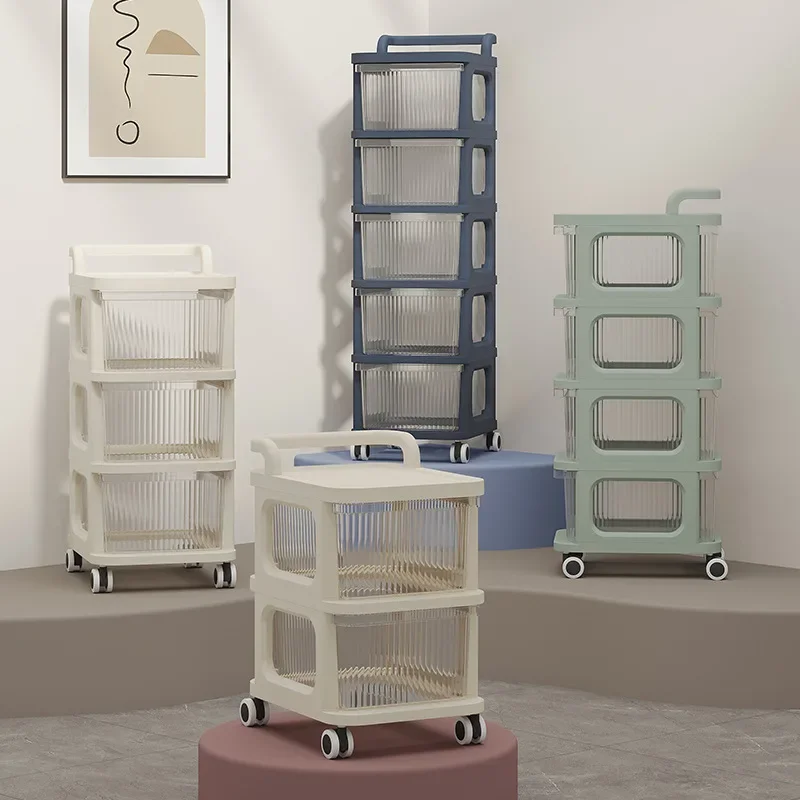 

Small cart storage rack, handcart, kitchen, movable floor to floor drainage, bathroom, baby storage rack