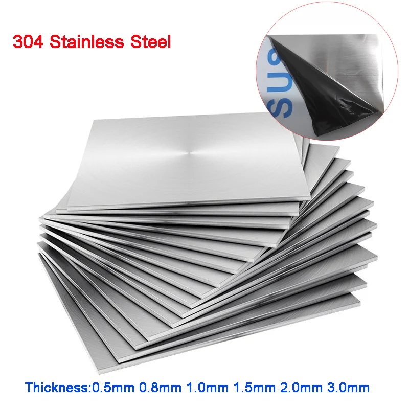 

1-5pcs 304 Stainless Steel Square Plate Sheet Flat Brushed Metal Polished Plate Thickness 0.5mm 0.8mm 1mm 1.5mm 2mm 3mm