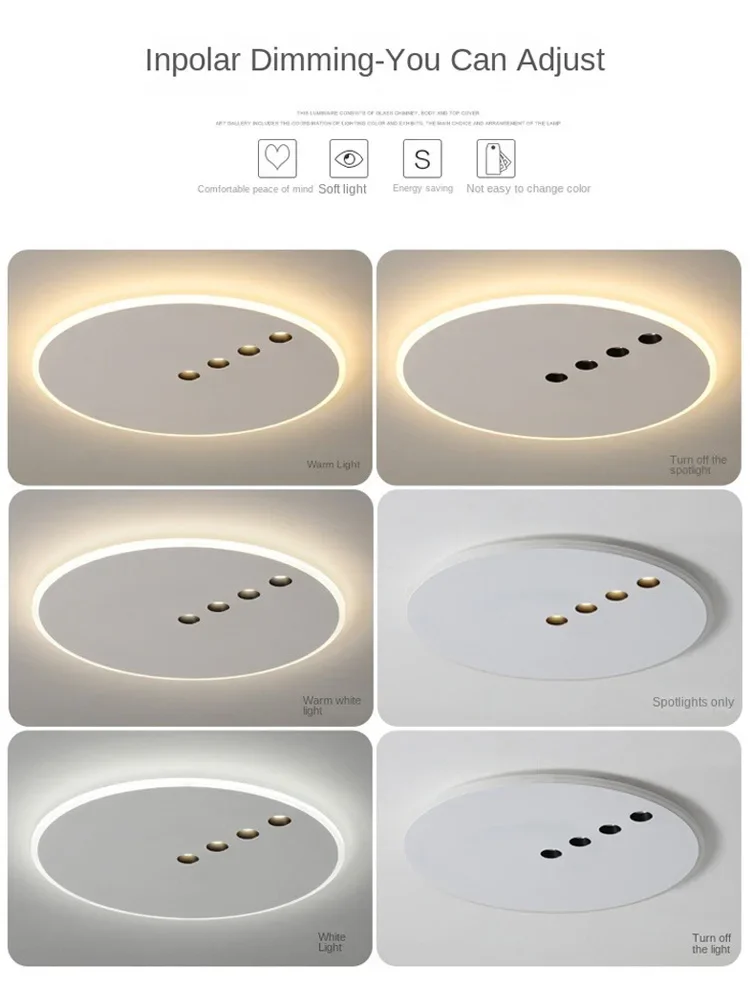 Nordic Round Dimming Led Ceiling Lamp Living Room Balcony Bedroom Minimalism LED Ceiling Lights with Spotlight