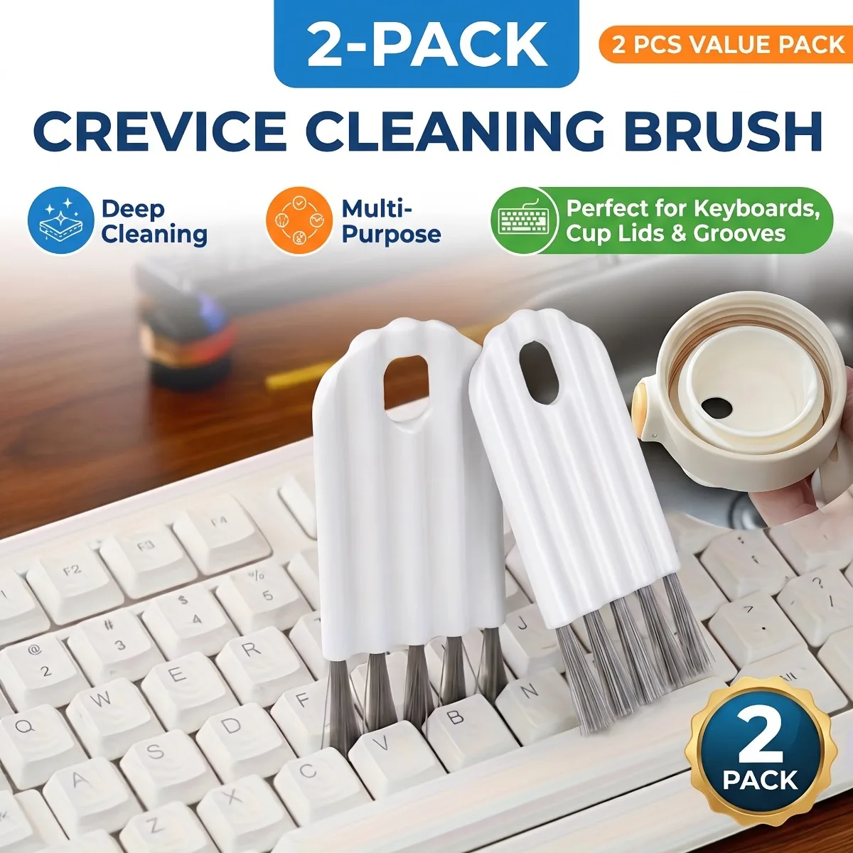 Keyboard Cleaning Brush 2 Pack Soft Bristle Duster Crevice Cleaning Tool for Mechanical Keypads Electronics Home Office Travel
