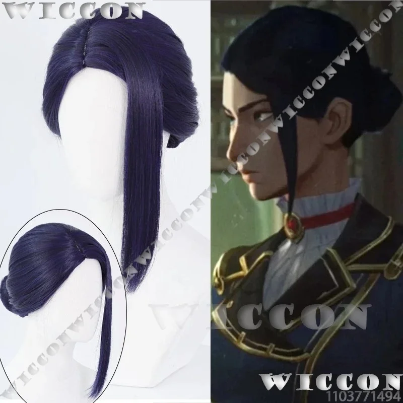 x;3,f6'b7\g,Caitlyn Kiramman Arance S2 Anime Game LOL Cosplay Prop Blue Wig Long Hair Women Cos Holloween Party Cust5;h7'b8\f,4/ view 3
