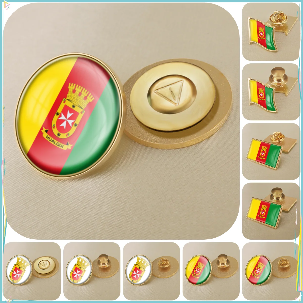 Coat of Arms of Hualqui of Chile Flag Lapel Pins Broochs Badges