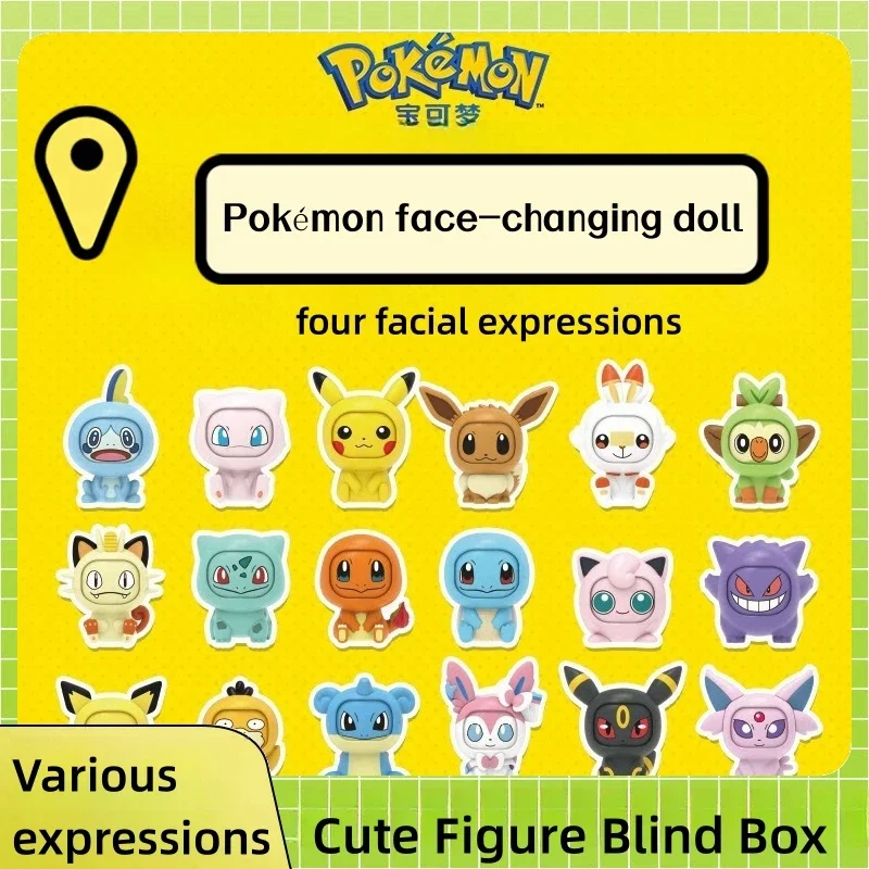 Original Box Pokemon Face Changing Model ABC Material Pikachu Charmander Gengar Eevee Anime Pocket Monsters Action Figures Toys