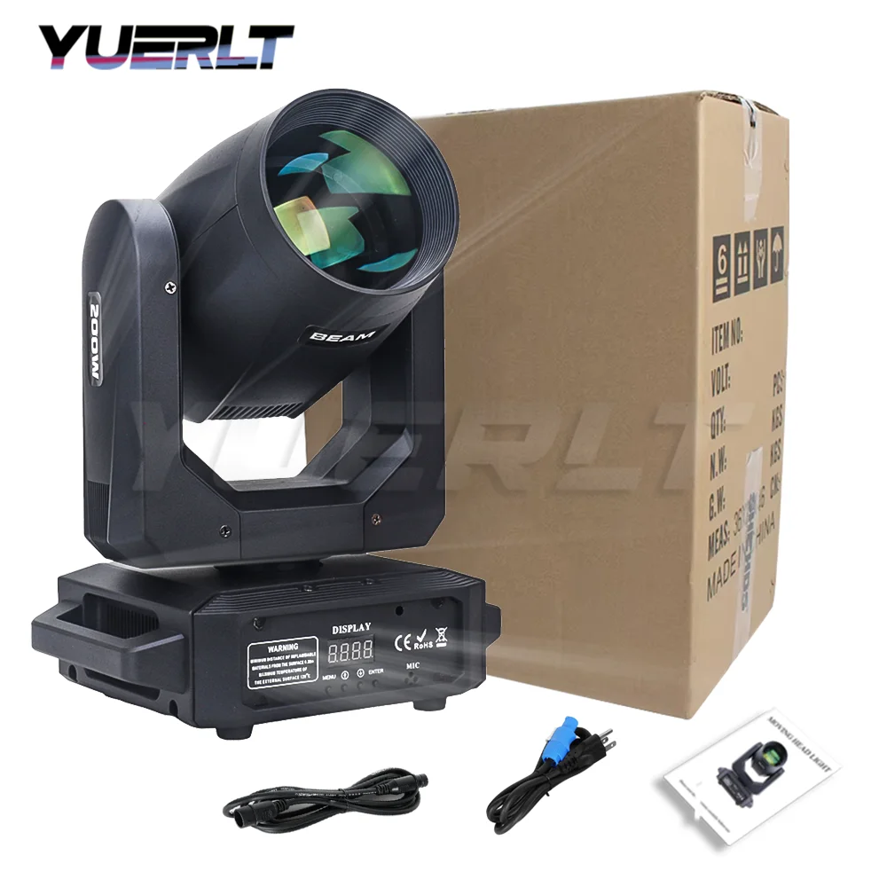 YUERLT LED 200 ワットビームゴボ移動ヘッド舞台照明虹効果ディスコナイトクラブバーパーティー装飾 DMX 音楽ライト