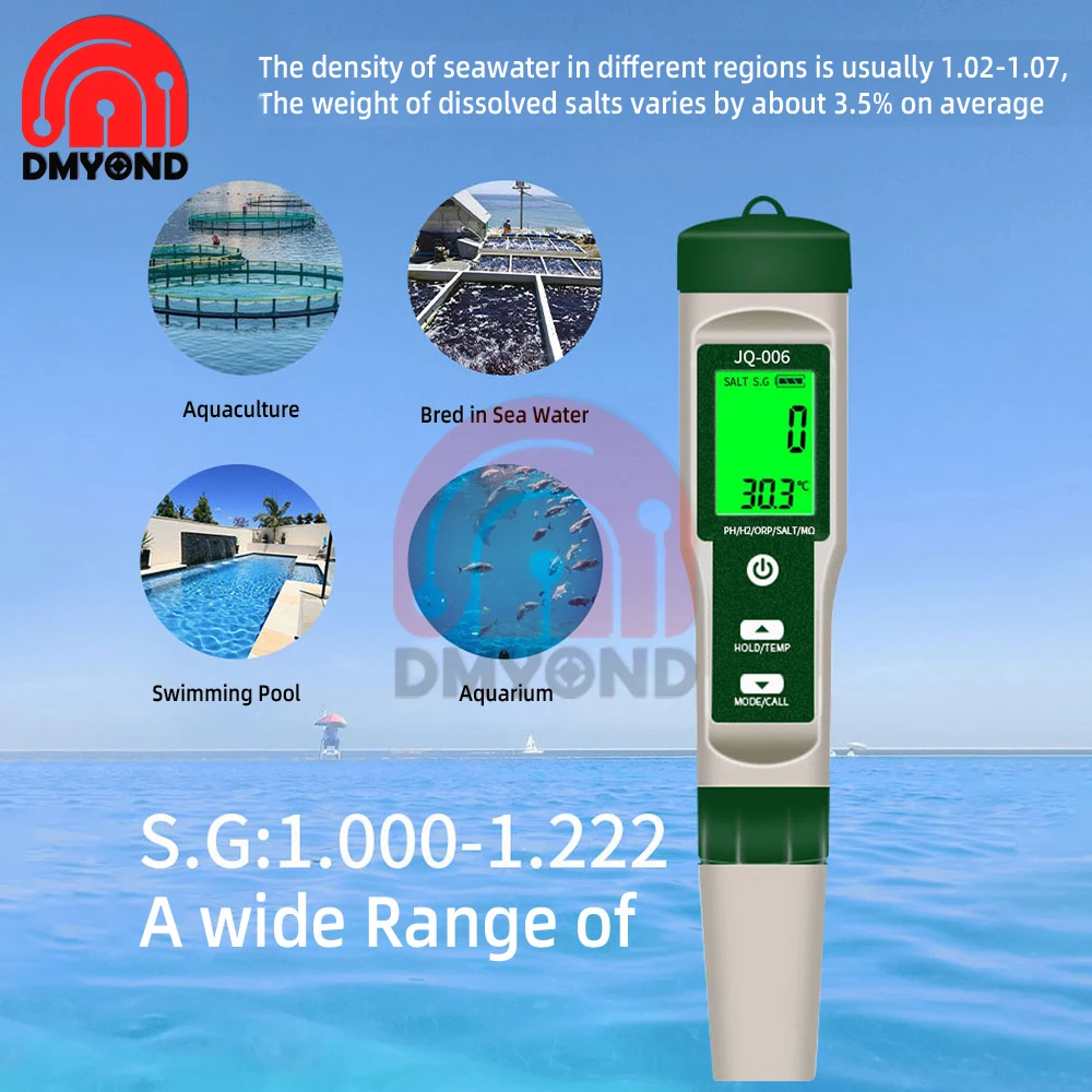 High Quality PH Meter 10 in1 TDS/Temp/EC/H2/ORP/S.G Water Quality Tester Pen Conductivity Detector Monitor Purity Measure Tool