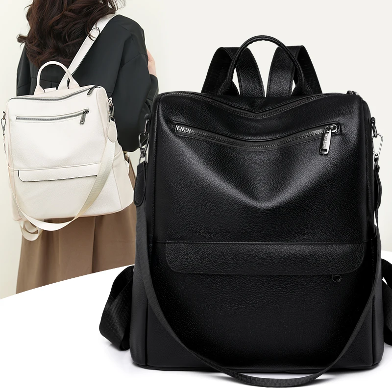 Women Large Capacity Backpack Purses High Quality Leather Female Vintage Bag School Bags Travel Bagpack Ladies Bookbag Rucksack