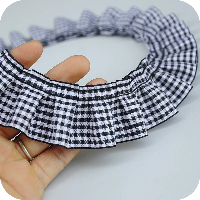 HOT 4cm Wide Black Plaid Delicate Lace Fabric Children\'s Wear Skirt Doll Clothes Curtain Bag Decoration Handmade DIY Accessories