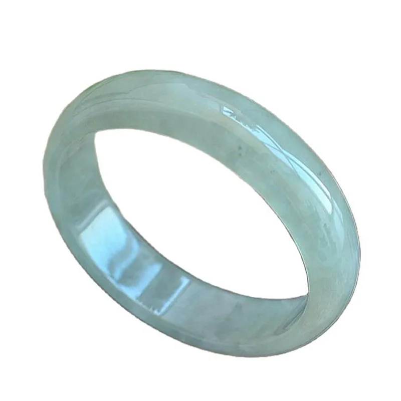 Natural Burmese jade oval bracelet jade bracelet light green bracelet 56-62mm