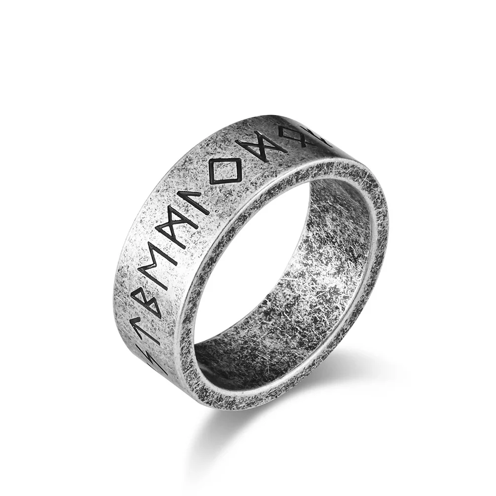 Vintage Stainless Steel Minimalist Viking Runes Ring Men's Punk Cool Black Gold Color Band Rings Dropshipping