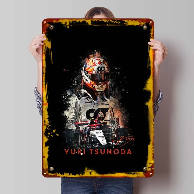 Yuki Tsunoda Metal Sign Sports Poster Bedroom Decoration Living Room Decor Men Customize Tinplate Sign for Wall Art Decoration