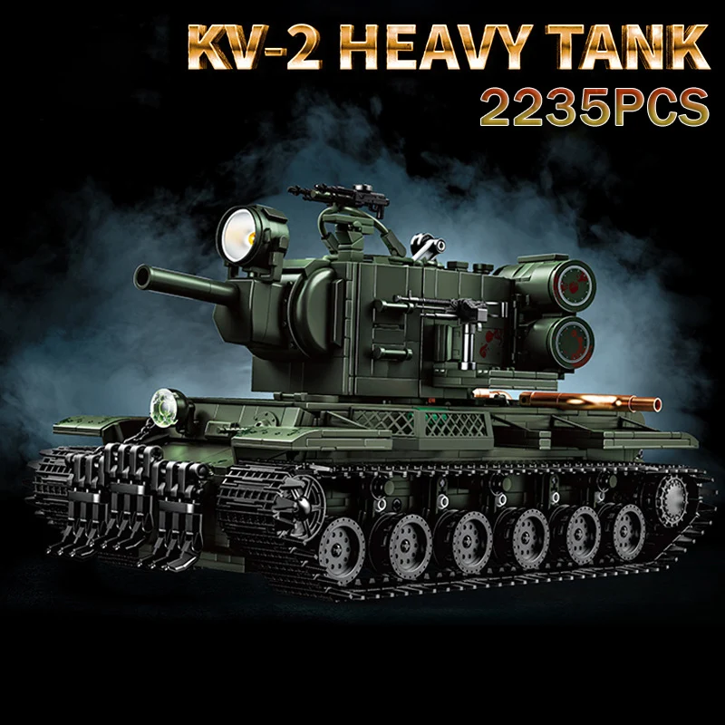Tanque pesado militar WW2 KV2, leopardo alemán 2A8, tanque de batalla principal, bloques de construcción, armas técnicas del ejército, juguetes de ladrillos, regalo para niños