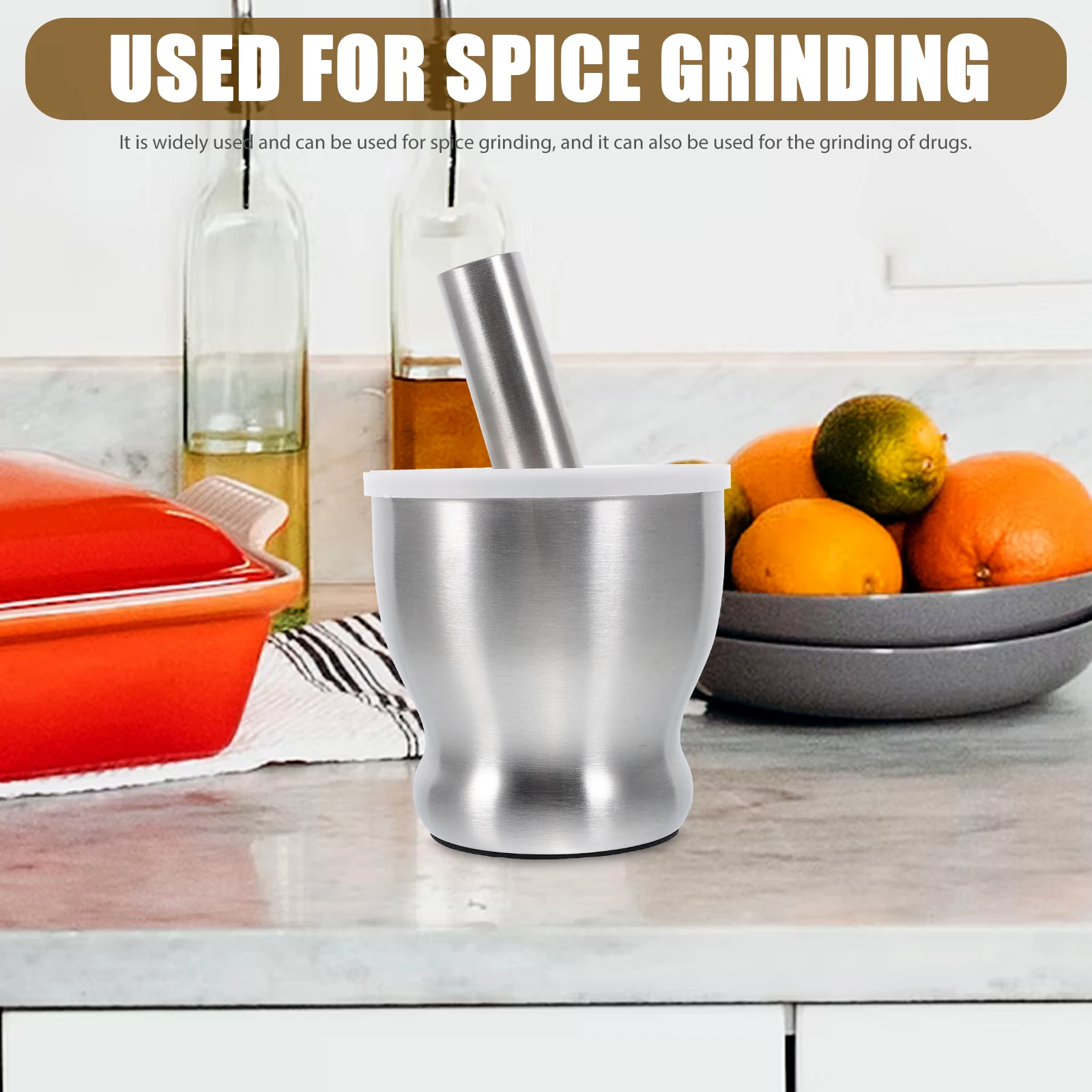 

Stainless Steel Cup Garlic Pounder Medicine Pounding Tank Pressure Garlic Mashed Garlic Masher Daosuan Device with Lid Size S