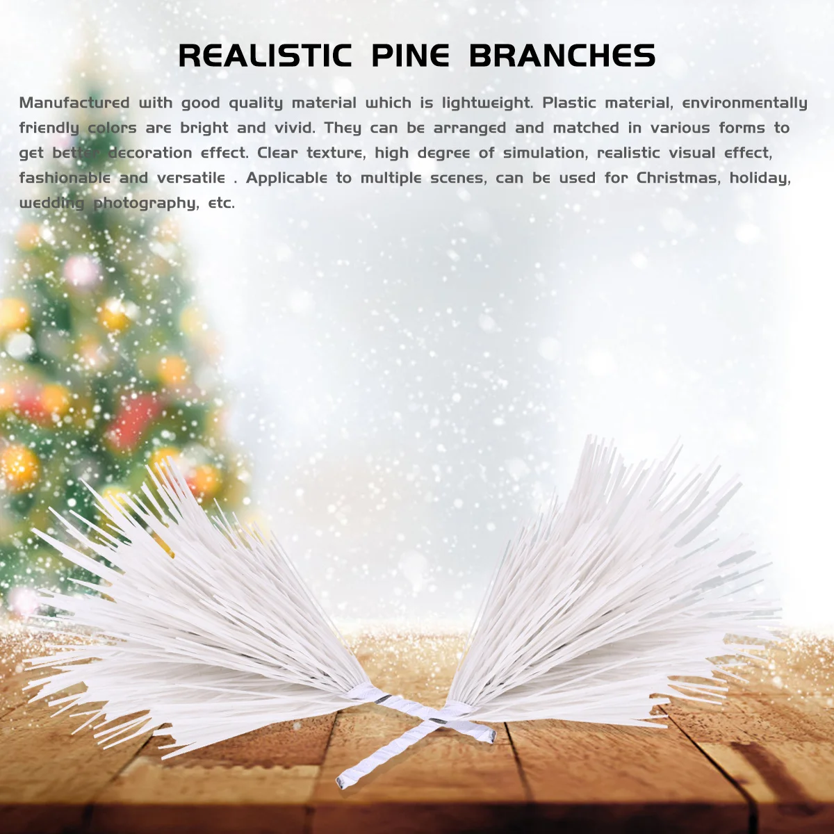 

30 pcs Lifelike Artificial Pine Needles White Realistic Plastic Decor For Christmas Wedding Party Diy Photo Props Simulated