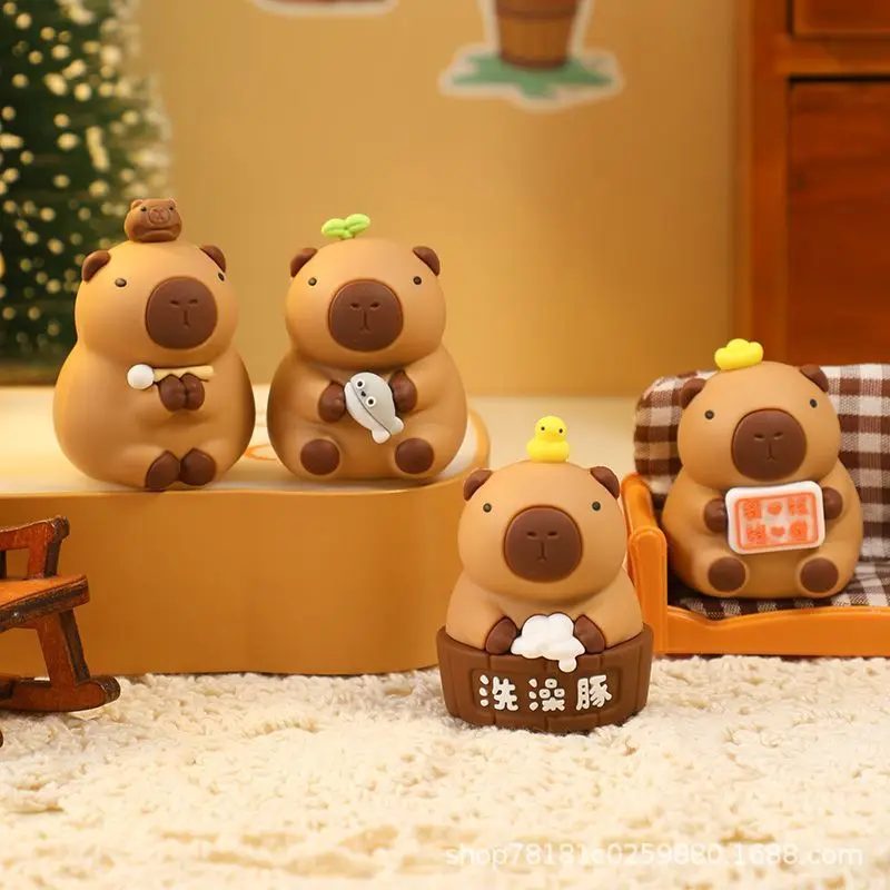 

4pcs/set Capybara Figurines Cartoon Capybara Animal Sculpture Ornament Creative Capybara Tabletop Decoration Gifts for Friends