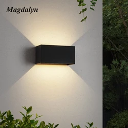 Impermeável LED Wall Light para casa, lâmpada de alumínio, iluminação exterior, varanda decorativa, iluminação interior, 24W, branco e preto