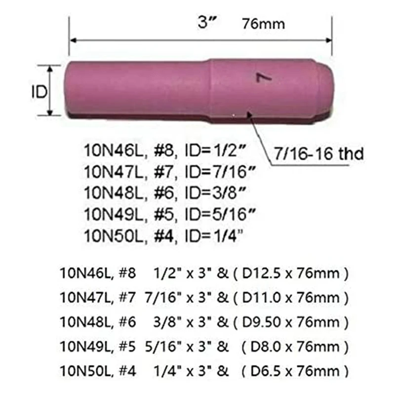 Accessories TIG Consumables KIT Long Alumina Nozzle Cups Collets Bodies FIT TIG Welding Consumables PTA DB 17 18 26 28PK