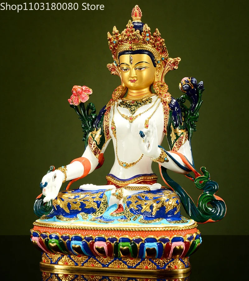 Copper Color painting White Tara buddha statue Tibet buddhism Guanyin Goddess sculpture Large 31cm,21cm,17cm,10cm,7cm