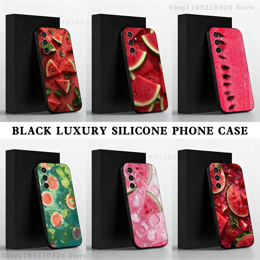 

Fruit Watermelon Phone Case For Samsung S 25,24,23,22,30,21,10,9,Ultra,Plus,Lite,FE,4,5 G Black Soft Case