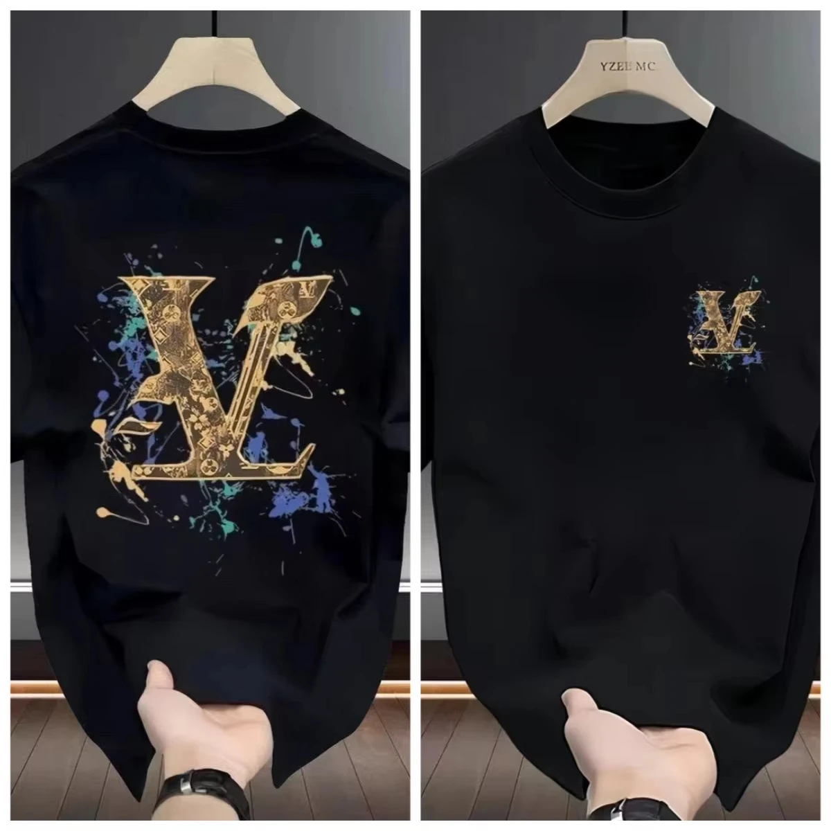 2026 New Luxury Gold Graphic T Shirt Men Women Cotton Short Sleeve Summer Retro Harajuku Streetwear Casual Couple Top Tee
