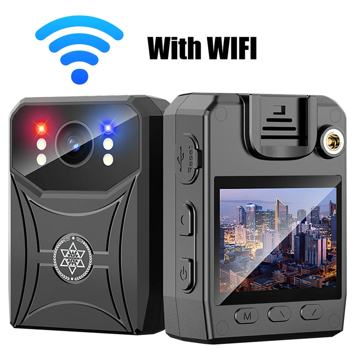 New Tech 4K Mini fotocamera della polizia Videoregistratore digitale Videocamera Videocamera IR Visione notturna Fotocamera sportiva Clip posteriore con WIFi
