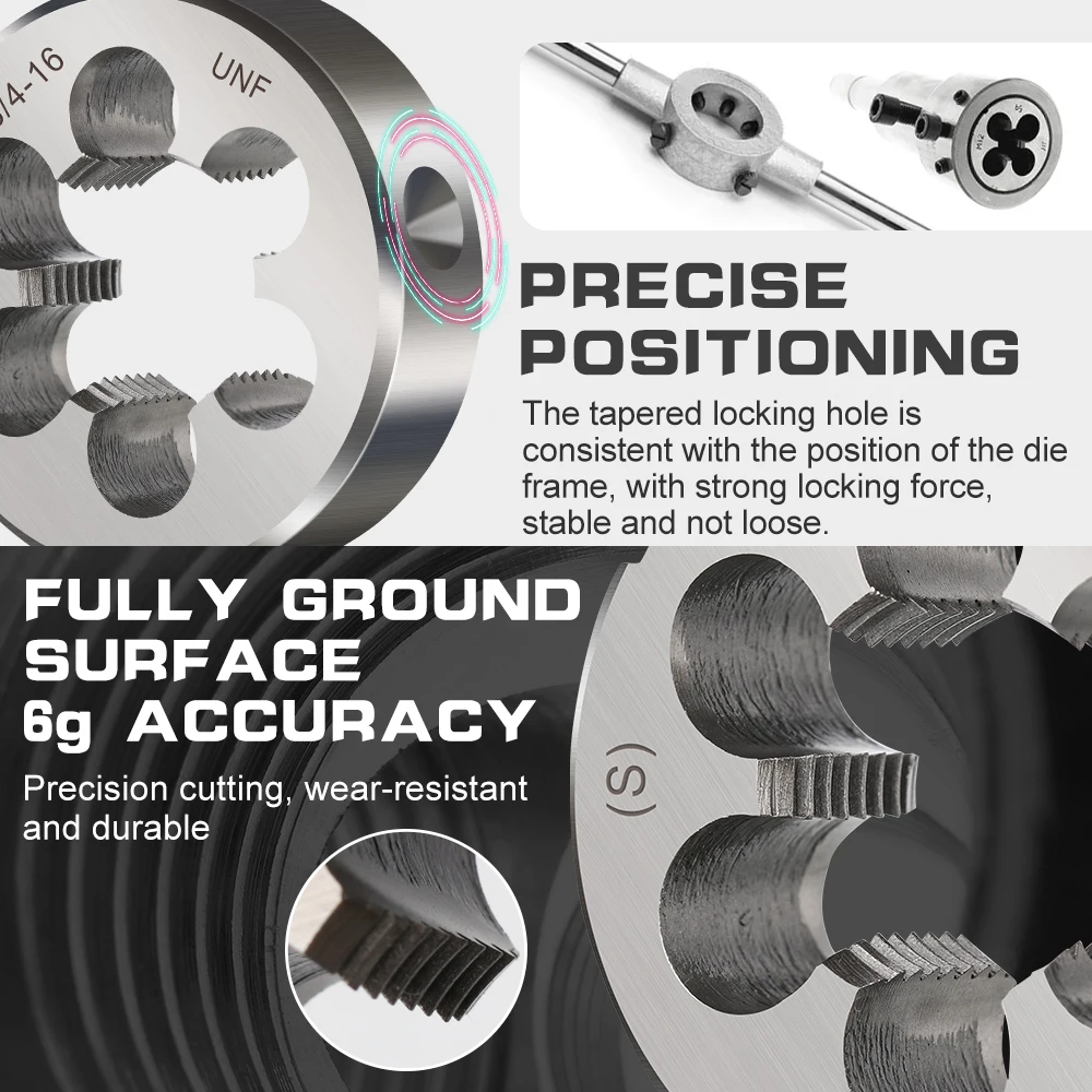 10-Piece UNC Pipe Die Set - Carbon Steel Rethreading Kit With Handle Box (1/4" To 1")