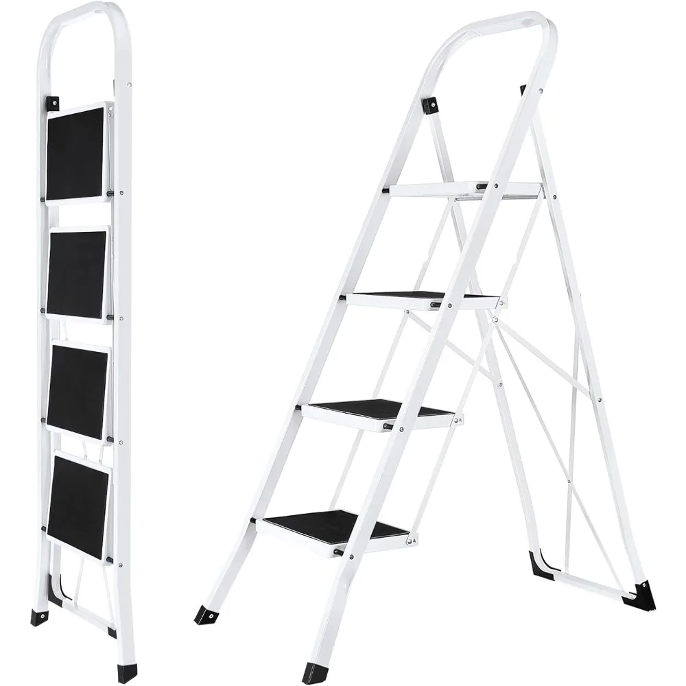 

Step Ladder 4 Step Folding Step Stool Foldable for Adults with Handrails Heavy Duty Foldable Stepping Stool with Wide Anti-Slip
