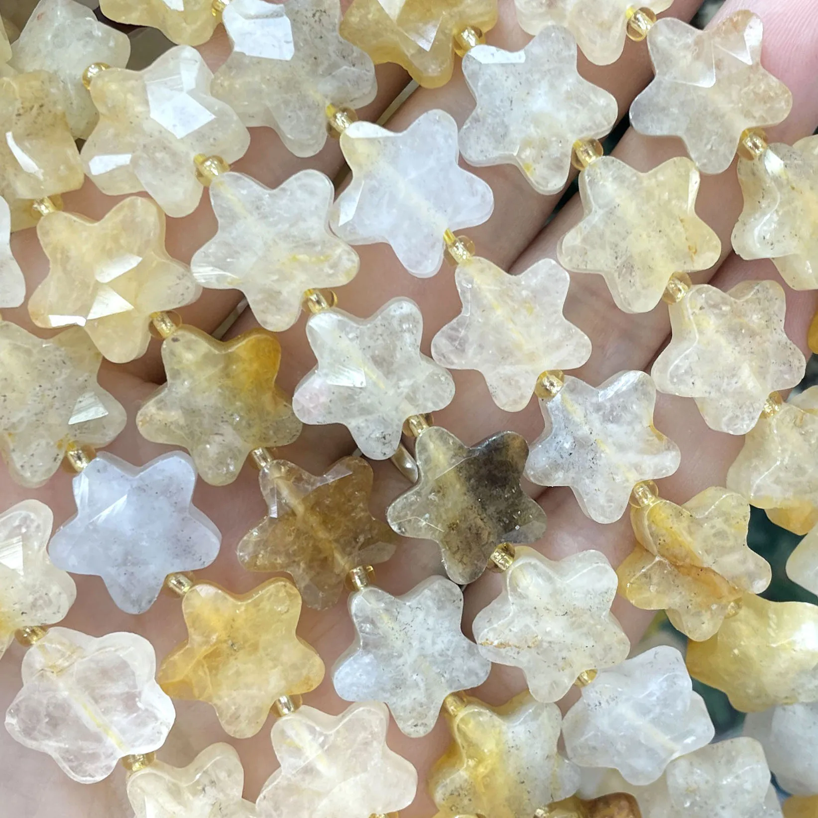 Natürliche Steinperlen in Sternform, facettiert, gelbe Jade, lose Perlen für Schmuckherstellung, DIY-Armband, Halskette, Ohrringe, Accessoires – Detail 1