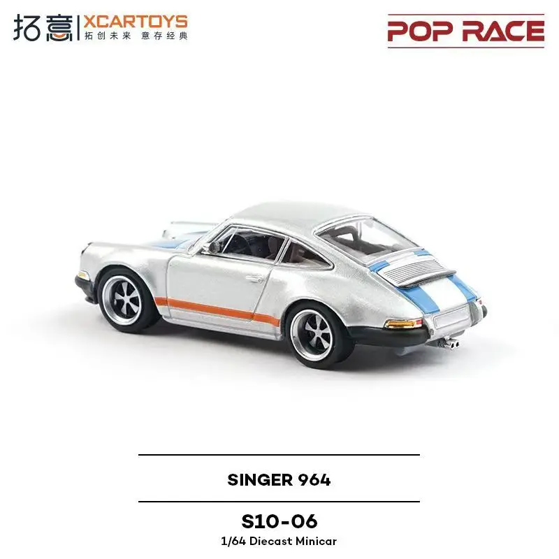 Tuoyi POPRACE 1/64 Alloy Car Model SINGER 964 Targa Metallic Silver - Image 5